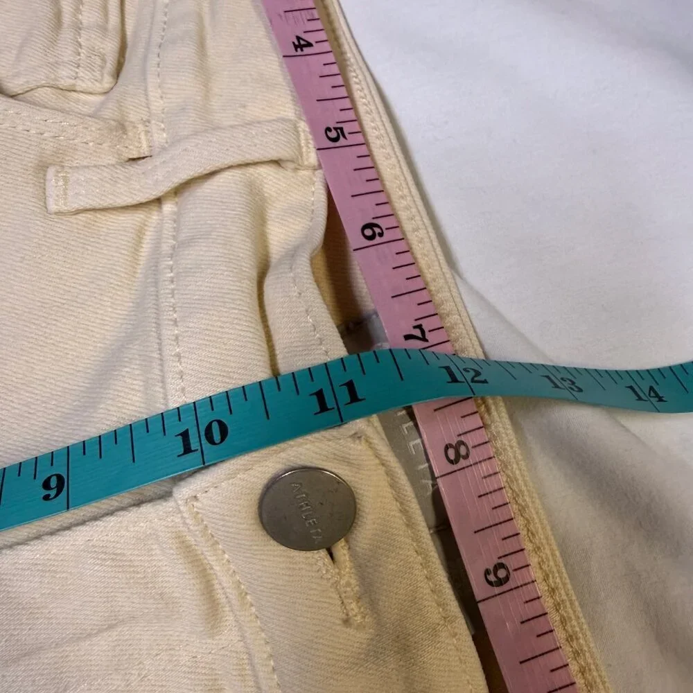 Athleta Denim Pants Women’s Size 10 Ivory‎ Ankle 28” Inseam Stretch EUC